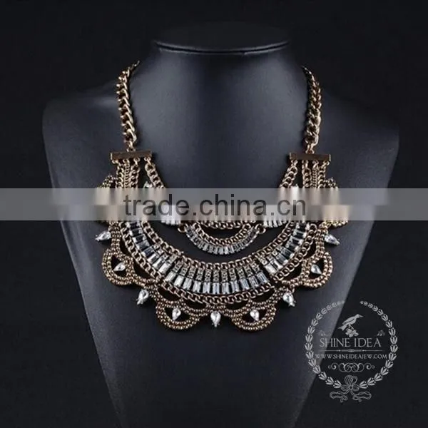 high quality vintage rhinestone chunky statement necklace tin alloy fashion women pendant necklace 6390084