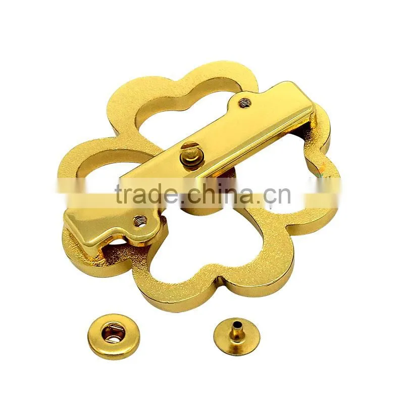 Gold flower shape fashion metal handbag lock