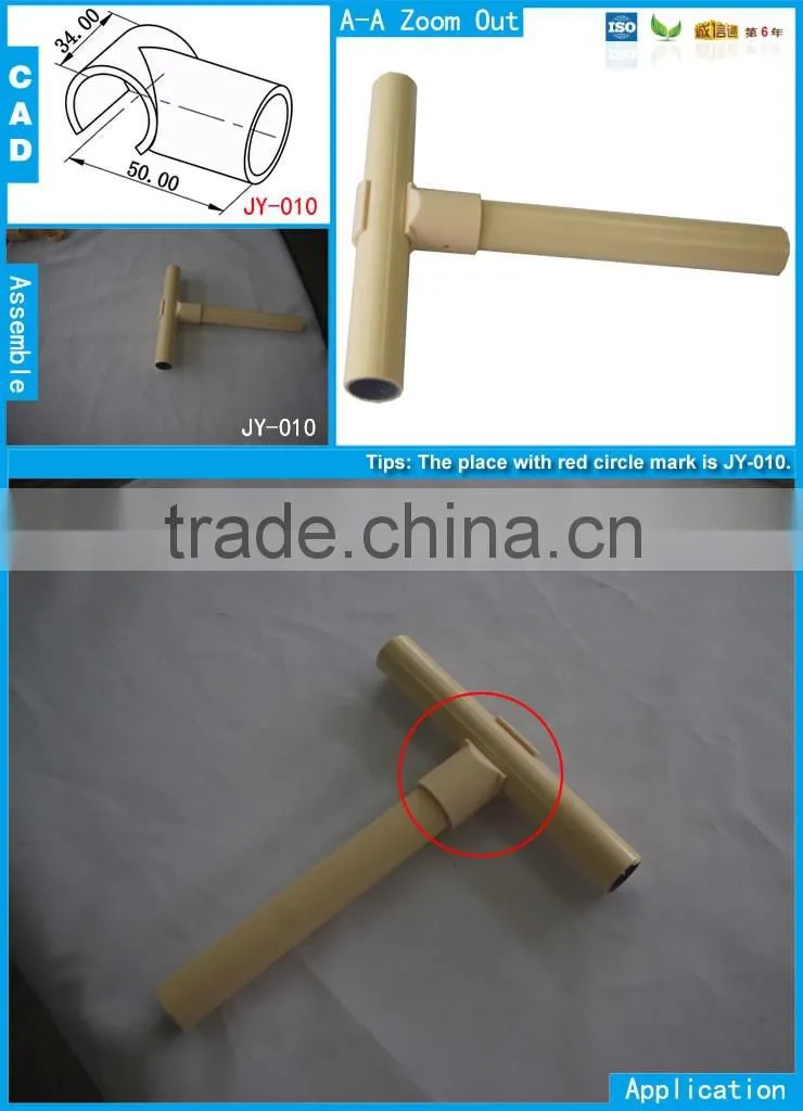JY-A010|T-shape pipe connector|2-ways plastic joints|Plastic connector for OD28mm pipe