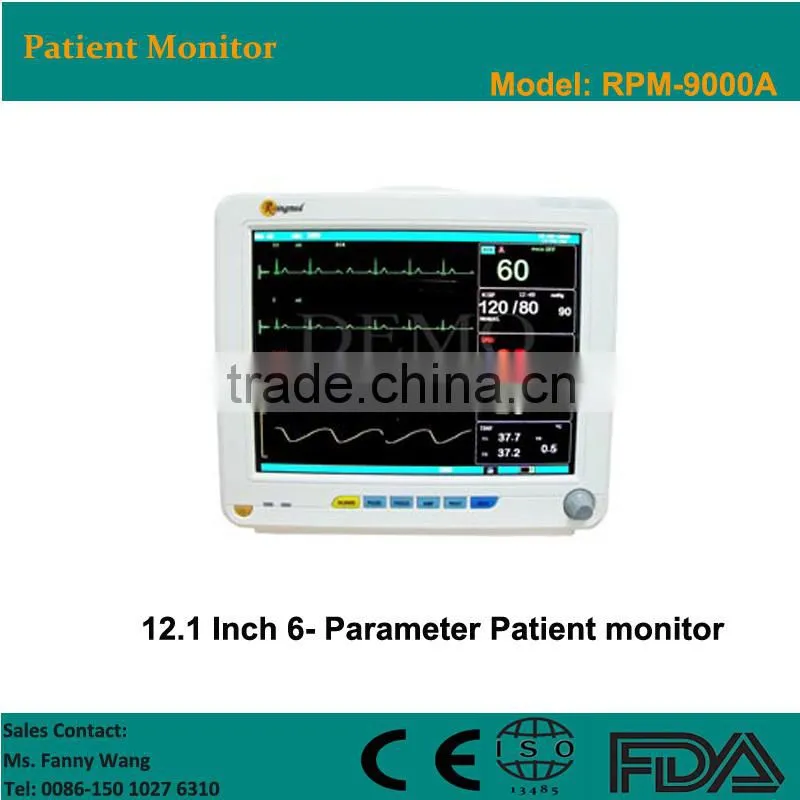 Factory price !!CE approved 12.1" TFT display 6-Parameter portable multiparameter patient monitor with factory price