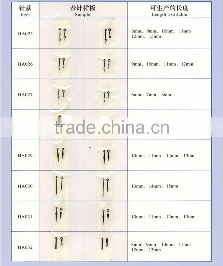gold plating diamond cut watch hands without luminous