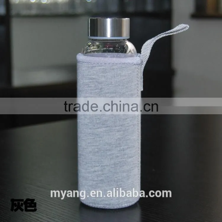 Promotional high Borosilicate BPA Free Heat-Resistant Sports Glass Water Bottle with bottle bag BPA FREE customerized