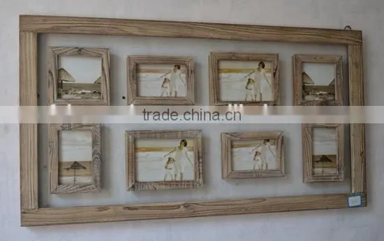 decorative antique multi openings wooden tempering glass photo frame