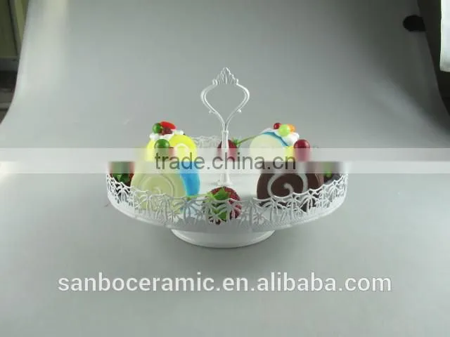 One Layer Small Colorful Cake Stand with Flower Rim OEM Factory Cheap Price
