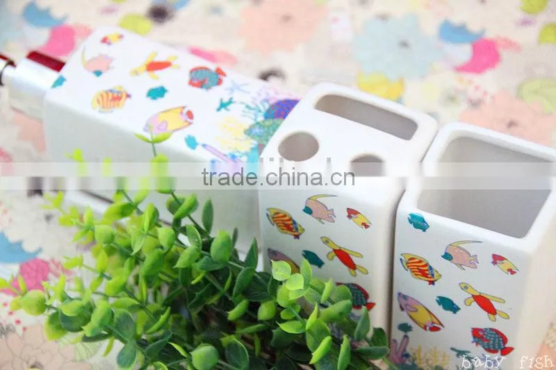 colorful funny decoration children ceramic bathroom accessories set