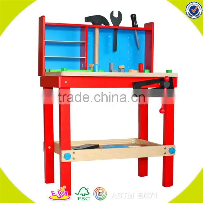 wholesale DIY pretend children wooden workbench toy interesting baby wooden workbench toy W03D028