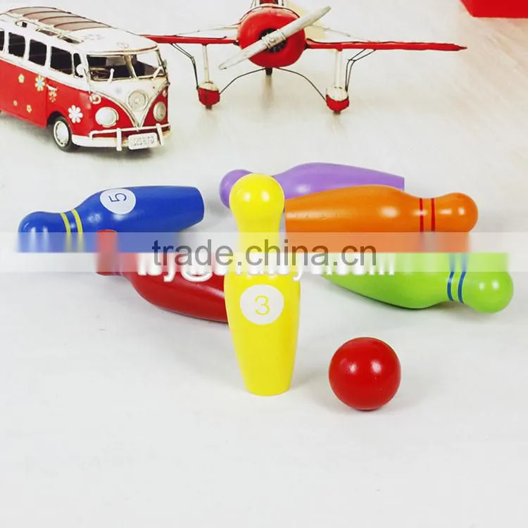 Wholesale mini wooden kids bowling playing set colorful children wooden bowling set toys W01A293