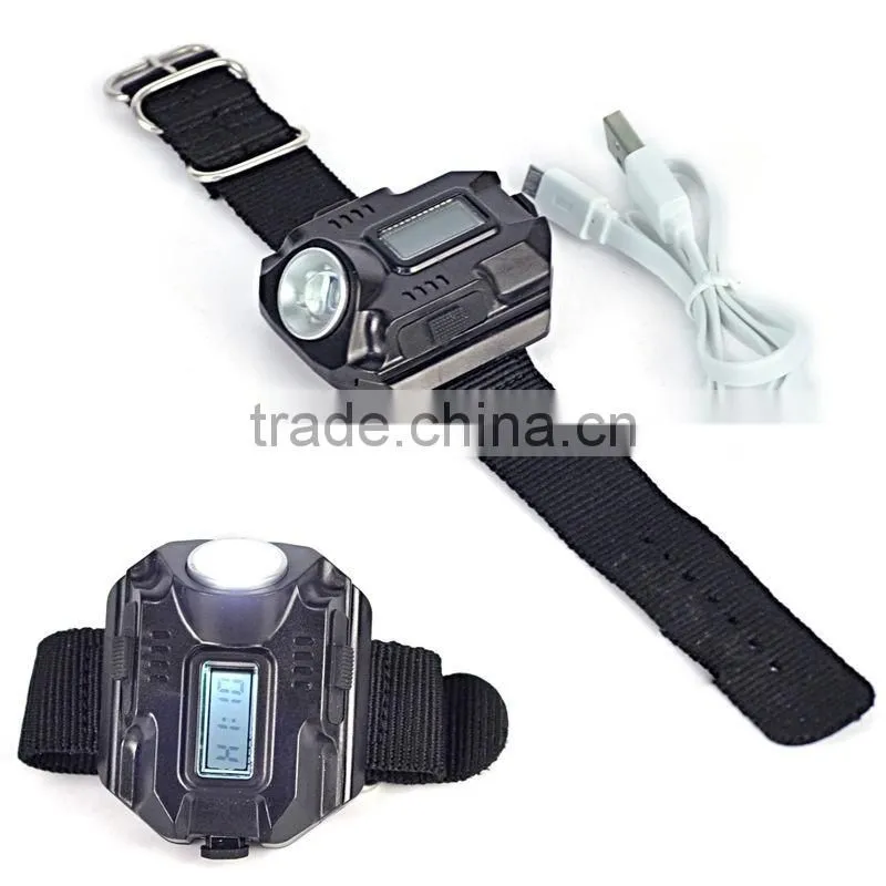 2016 hot Waterproof Tactical R5 Rechargeable LED Flashlight Torch Wrist Light Lamp 3-Mode