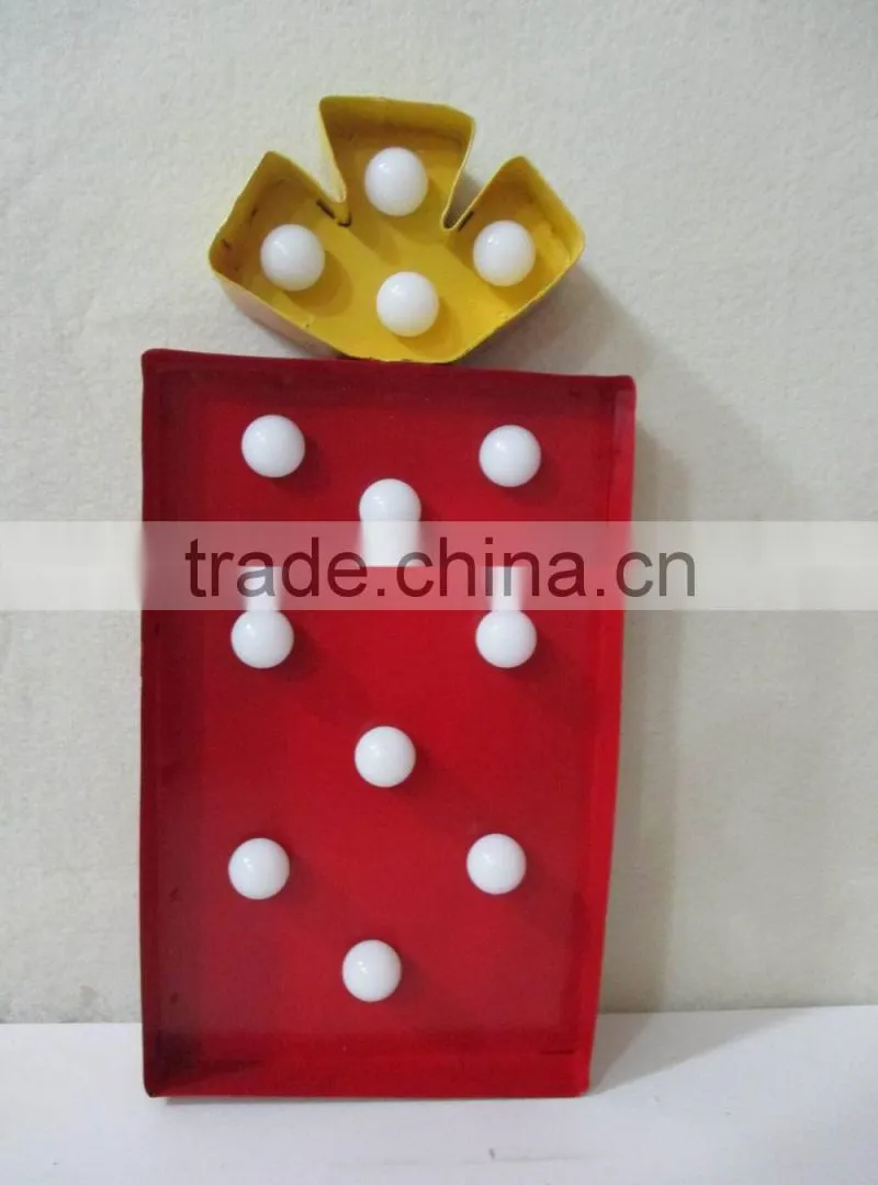 Metal Christmas Marquee Light Decoration Led Gift Box