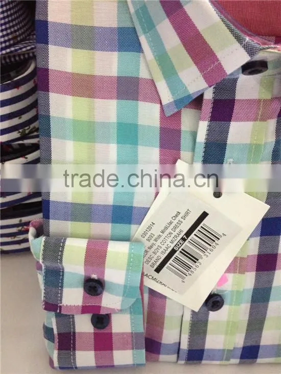 Cotton children dress shirts for boys check boy shirts
