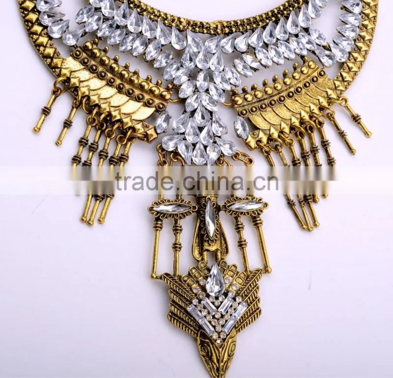 latest vintage tribal alloy resin fashion beaded jewelry necklace