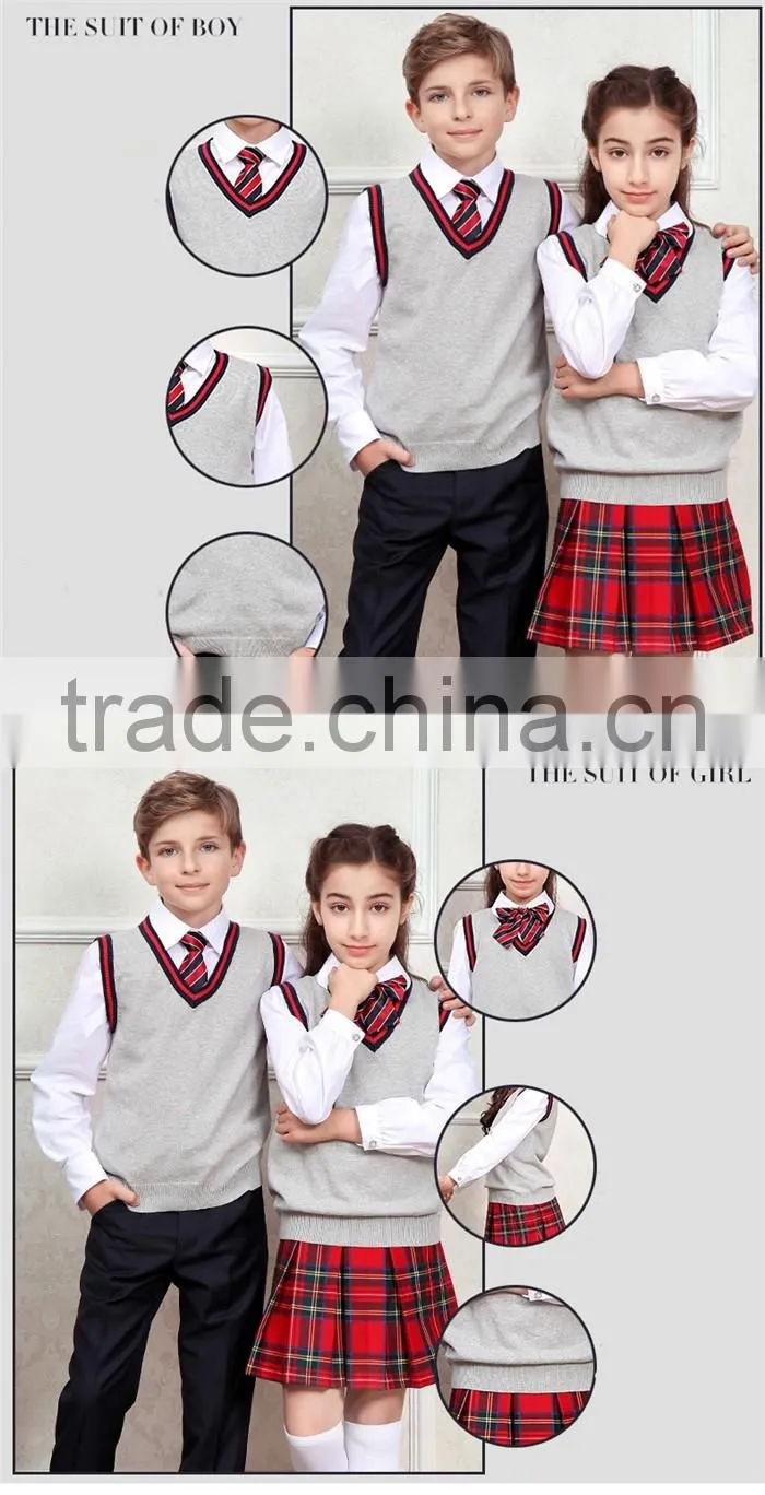 Normal design high quality grey sleeveless vest bulk school uniforms