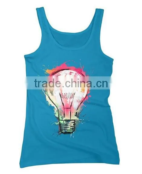 Alibaba china custom 100 cotton muscle printed tank top wholesale