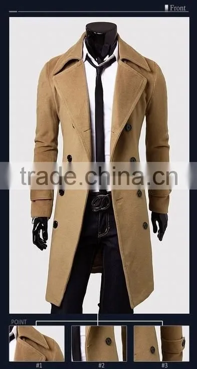 2016 Factory of Men's Long Style Woolen Coat Man Wool Blend Coat Men Wool Overcoat