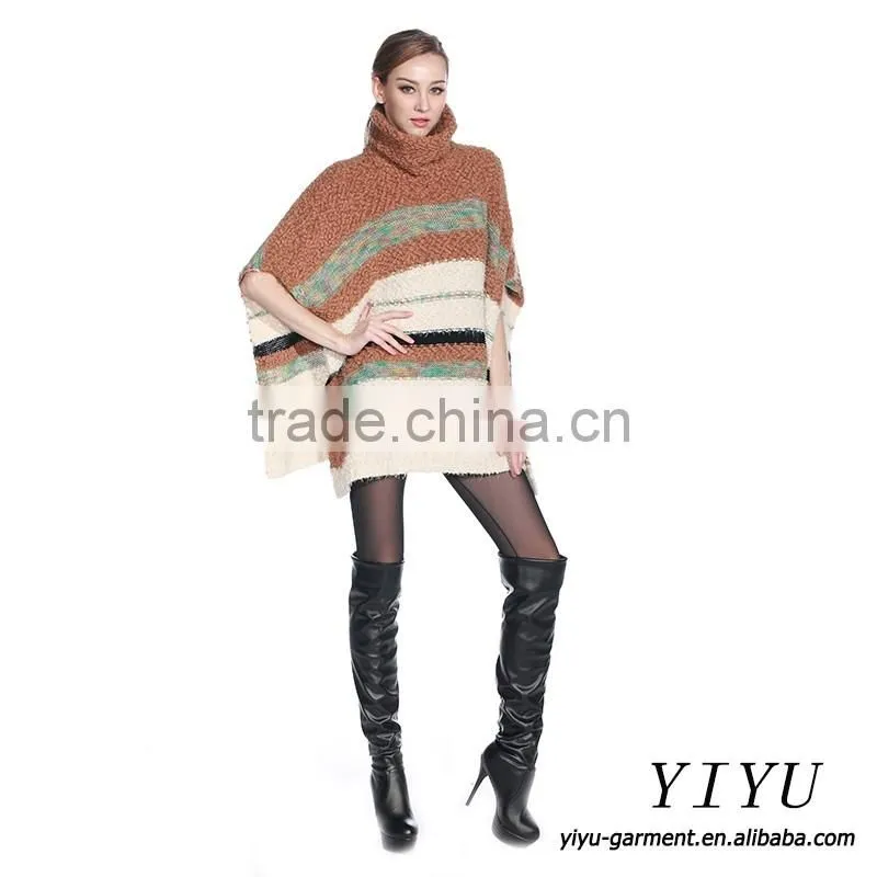 2016 New Style turtleneck poncho sweater 100% cashmere poncho for women