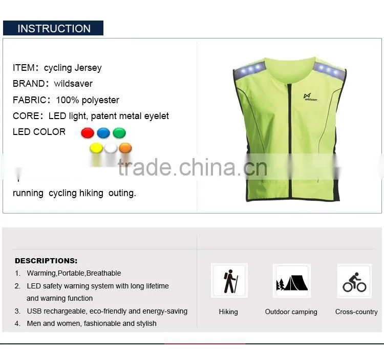2016 LED reflective green camping & hiking shirts