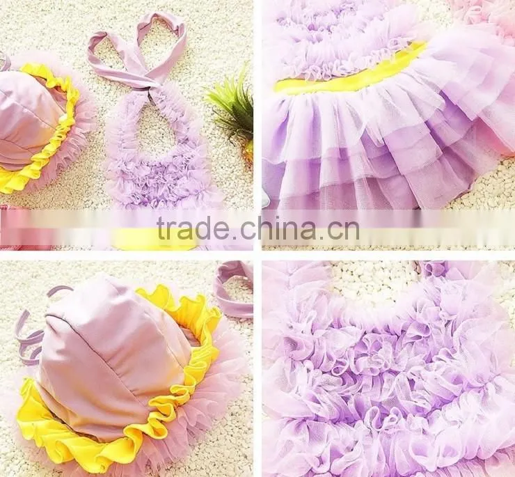 2016 Cute ballet skirt one-piece kid's swimsuit/children swimsuit