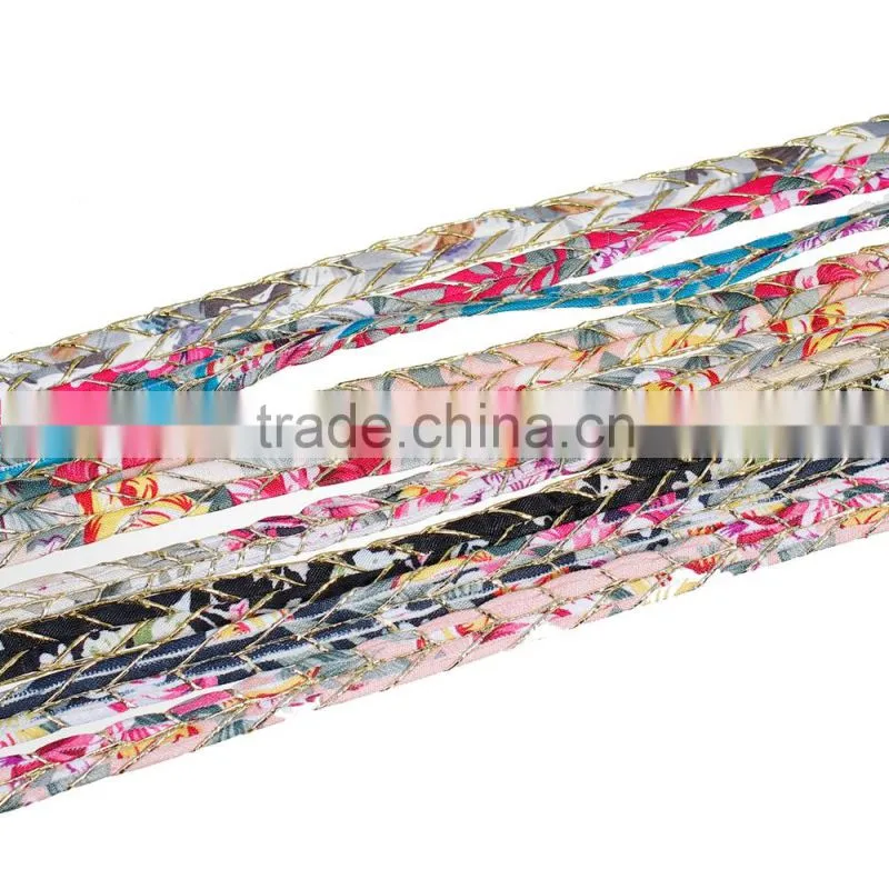 Beautiful Flower Pattern Golden Flat Fabric Cord
