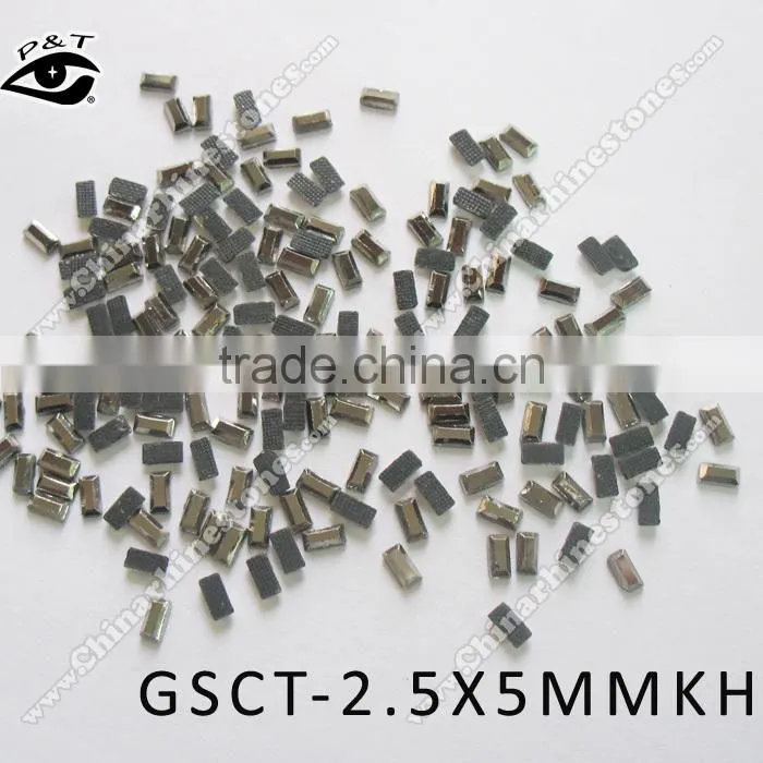 Hot fix rhinestone rectangle 2.5x5mm hematite color
