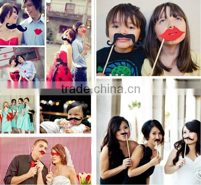50pcs Party Photo Booth Props Moustache on A Stick Weddings Christmas Birthday Party