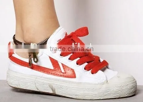 Fashion Jewelry Punk Retro Zipper Anklet Bracelet Double Chain Bangle Bronze for Girl Boys