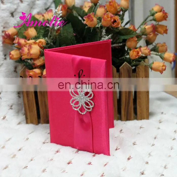 A730 Hot Sale Different Color Ribbon Customize luxurious wedding invitation card