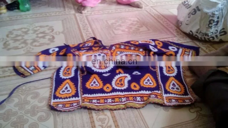 Colourful Indian vintage banjara neck yoke with embroidery and mirror work patches