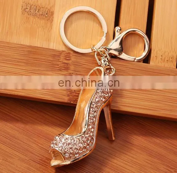 Popular Elegant Women Rhinestone High Heel Key Chain for Decoration