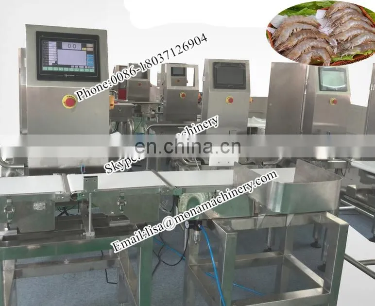 Poultry And Seafood Weight Grading System (10-3000g) 6 Grade Fish Sorting Machine (10g~1200g)