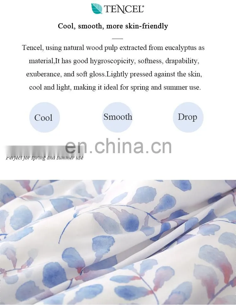 RawHouse design tencel 60s 300TC flower printing 4 pcs bedding set