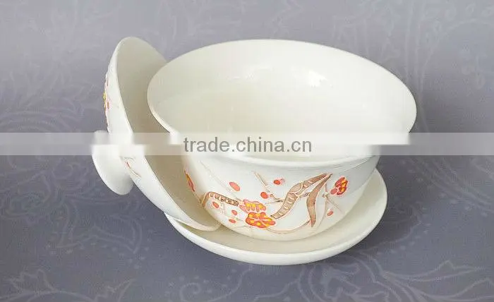 Flower Porcelain Gongfu Teacup Gaiwan 120ml,tureen