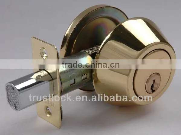 7301PB:TRUST ANSI Grade 3 Single Deadbolt Lock with brass cylinder