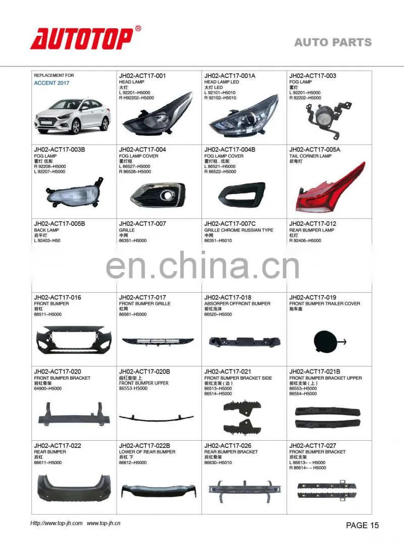 CARVAL/JH/AUTOTOP AUTO PARTS FOR ACCENT 2017/2000