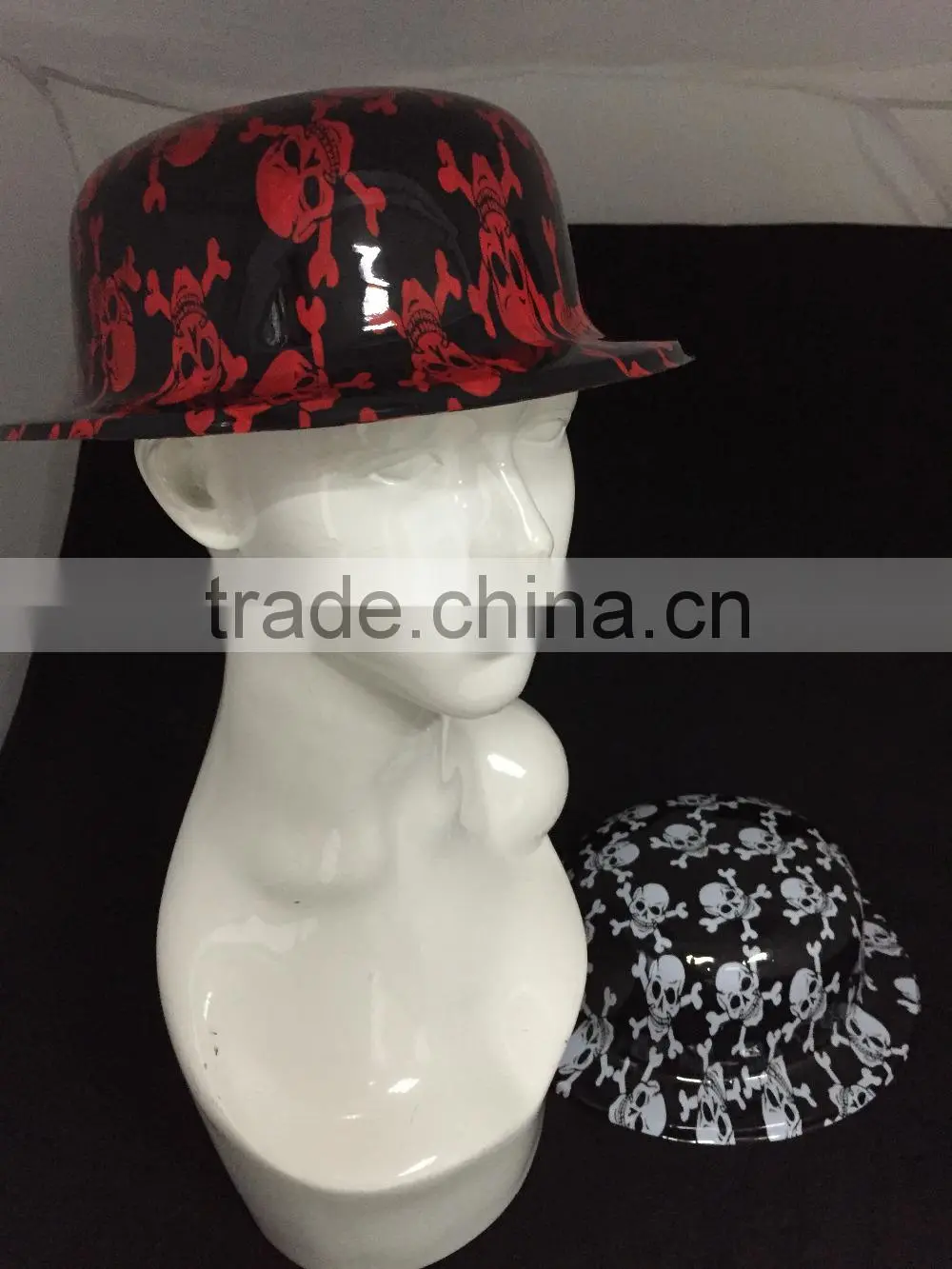 black yellow plastic PVC fedora hats funny party hats for adults halloween fedora hats