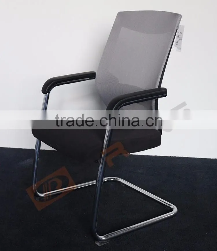 Cheap customized black mesh arched bow conference meeting room chair with electroplating bow foot frame
