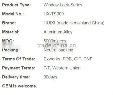 TS009 sliding window handle lock