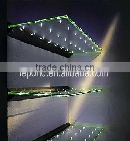 6mm+pvb +led film +pvb+6mm glass Tempered Sandwidh Glass with colorful LED light bulbs