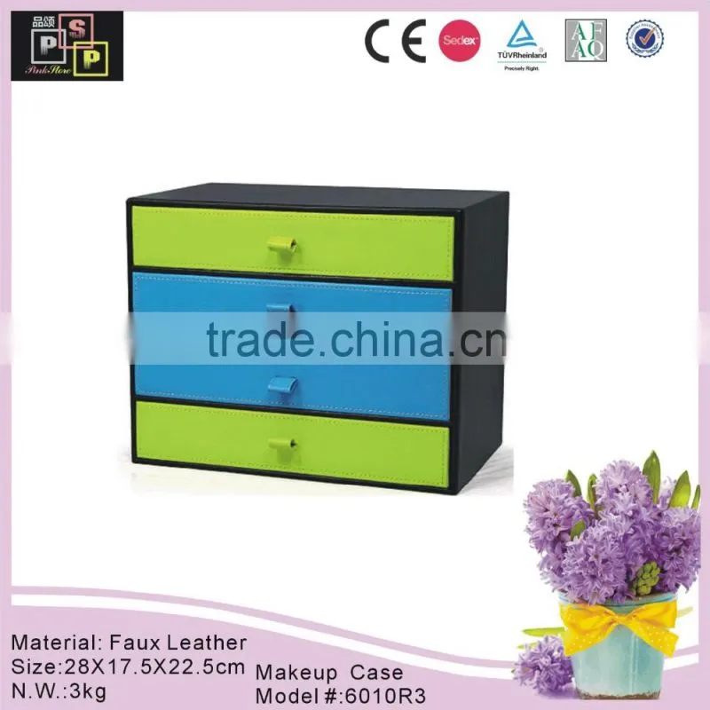 China Supplier Household Faux Leather Makeup Cabinet Case