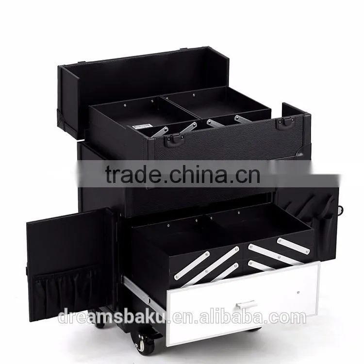 PVC rolling case trolley beauty tool case makeup storage case