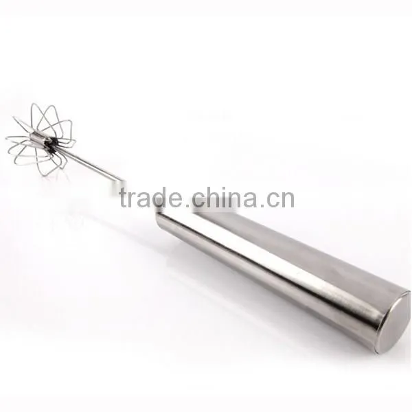 14'' Red silicone + stainless steel egg hand whisk semi-auto rotating whisk novelty silicone coated egg whisk