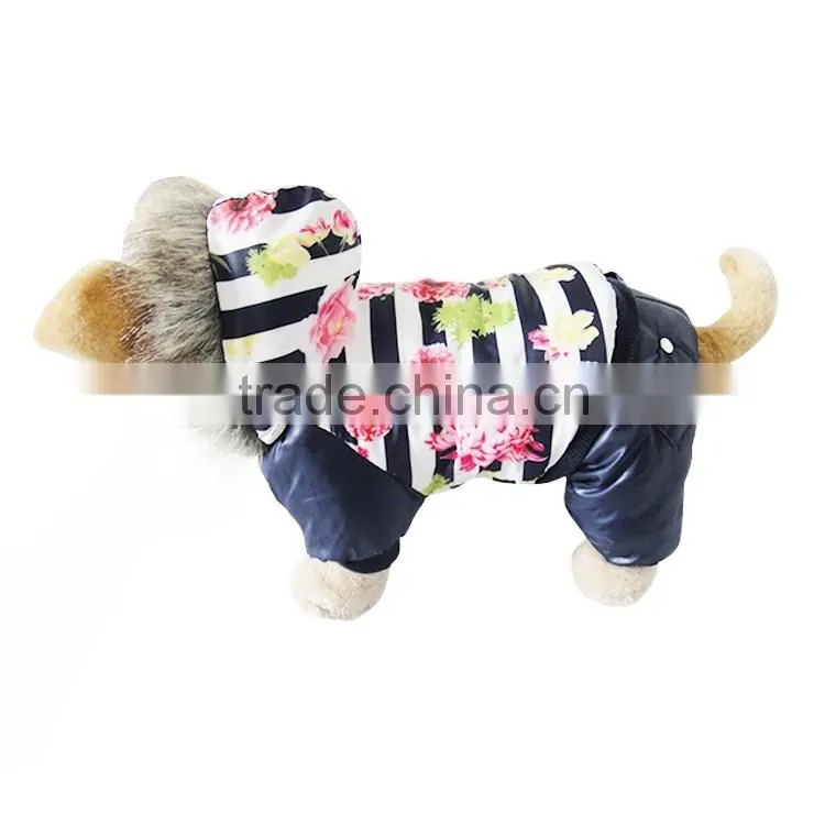 Luxury fur flower cotton Royal Blue dog clothes