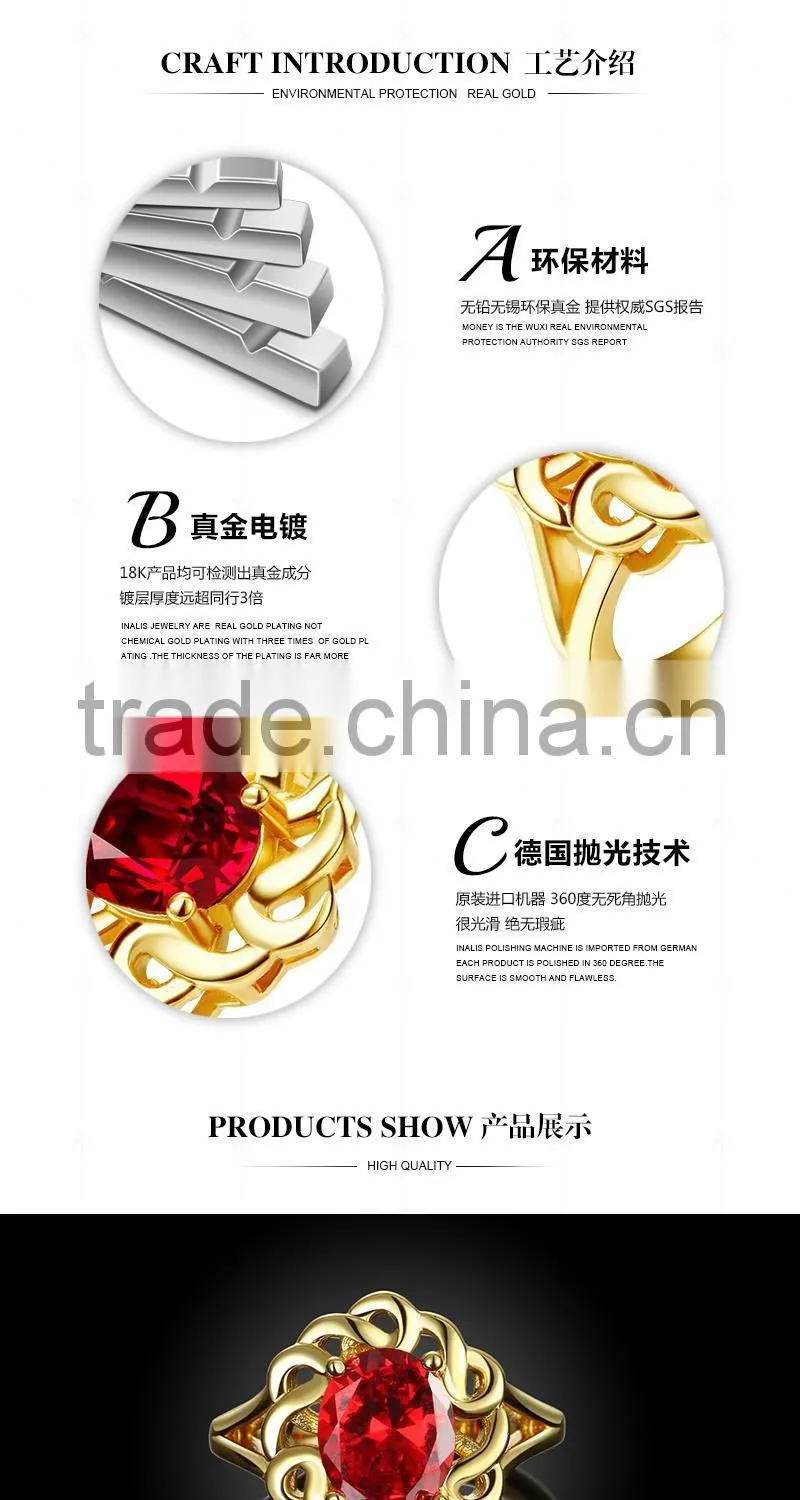 Gold Plated Jewelry Womens Ring with crystal For Engagement Ring