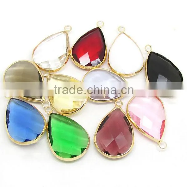 JF6577 Wholesale crystal glass bezel teardrop pendants