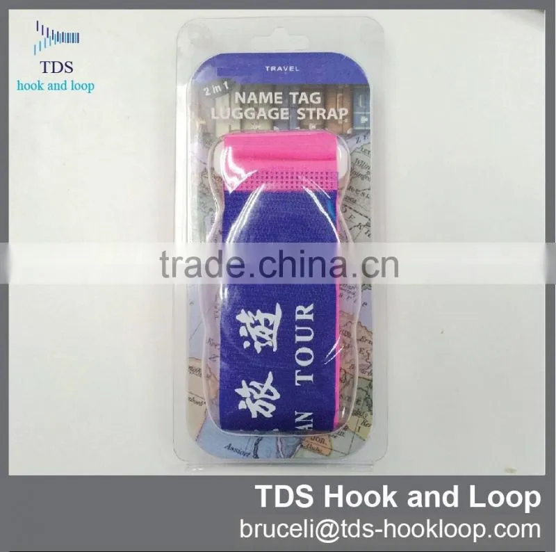 customized custom logo hook and loop luggage strap