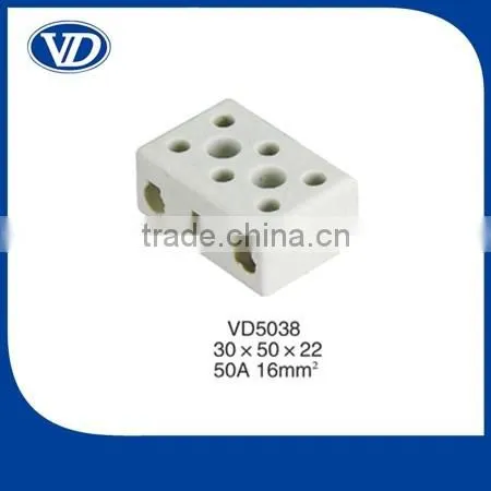 50A 3 way 8 holes porcelain terminal blocks VD5038
