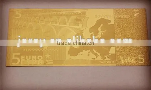 Gold plated banknotes gold 24k gold embossing Euro / US banknotes