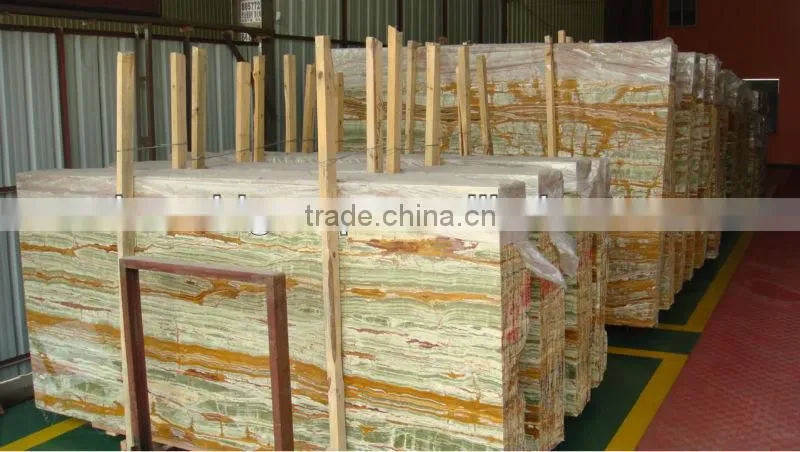Cheap green vein onyx marble tile slab