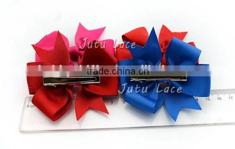 Low-priced grosgrain 8cm ribbon bow with hair clips in 40colors- children girl hair accessories clips
