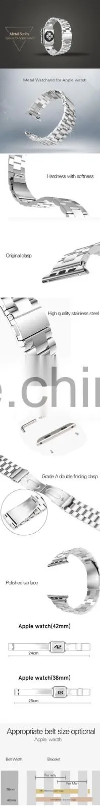 Factory Price Stainless Steel Metal Strap Watch Band for Apple Watch With Band Adapter