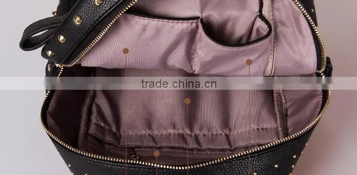 rivet decoration pu leather backpack bag custom made